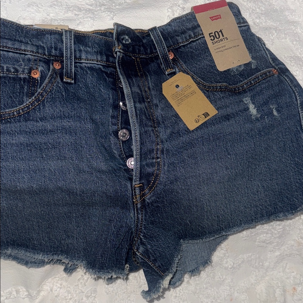 Levi's Dark Blue 501 Button-Fly Denim Shorts